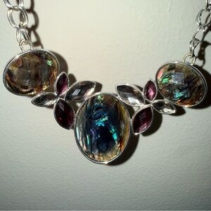 Chic Silver and Abalone Statement Necklace
